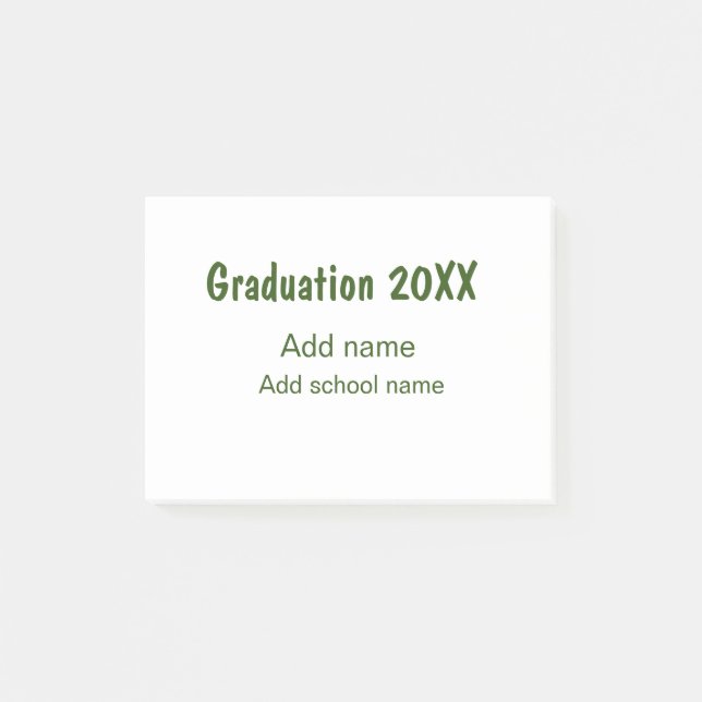 Graduation 20XX add year name school green modern  Post-it Notes (Front)