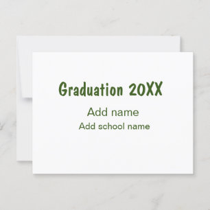 Graduation 20XX add year name school green modern  Postcard