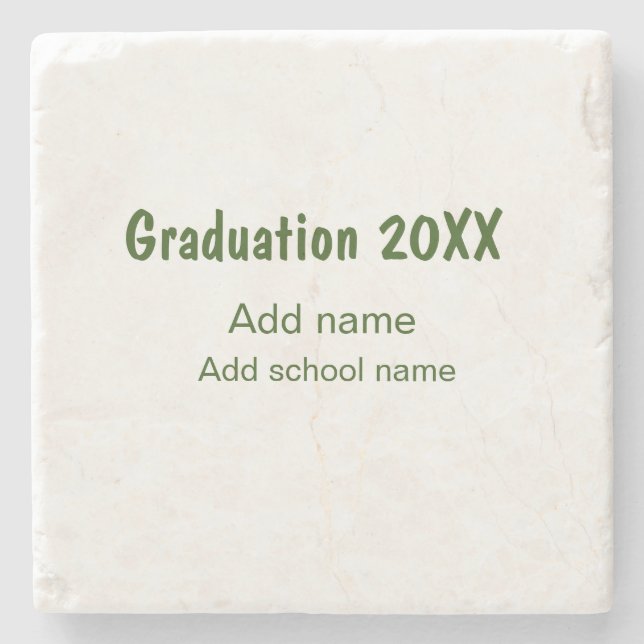 Graduation 20XX add year name school green modern  Stone Coaster (Front)