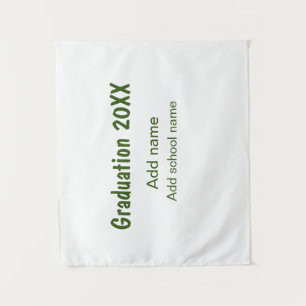 Graduation 20XX add year name school green modern  Tapestry
