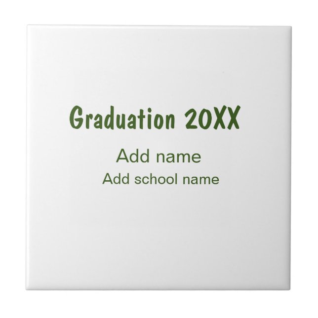 Graduation 20XX add year name school green modern  Tile (Front)