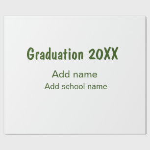 Graduation 20XX add year name school green modern  Wrapping Paper