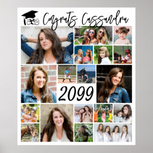 Graduation 21 Photo Collage Script Custom Colour Poster