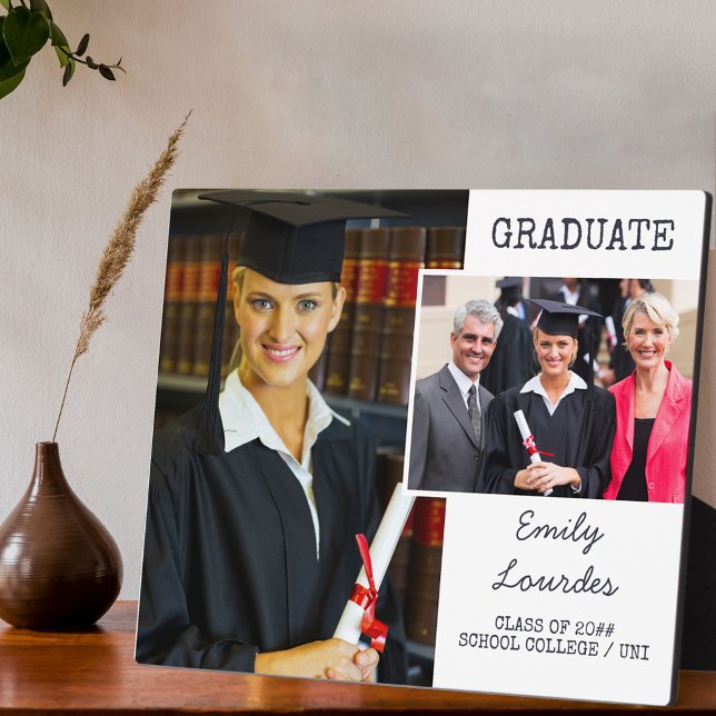 Graduation 2 Photo Collage Personalised Plaque (Creator Uploaded)