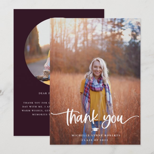 Graduation 2 Photo Thank You Card (Front/Back)