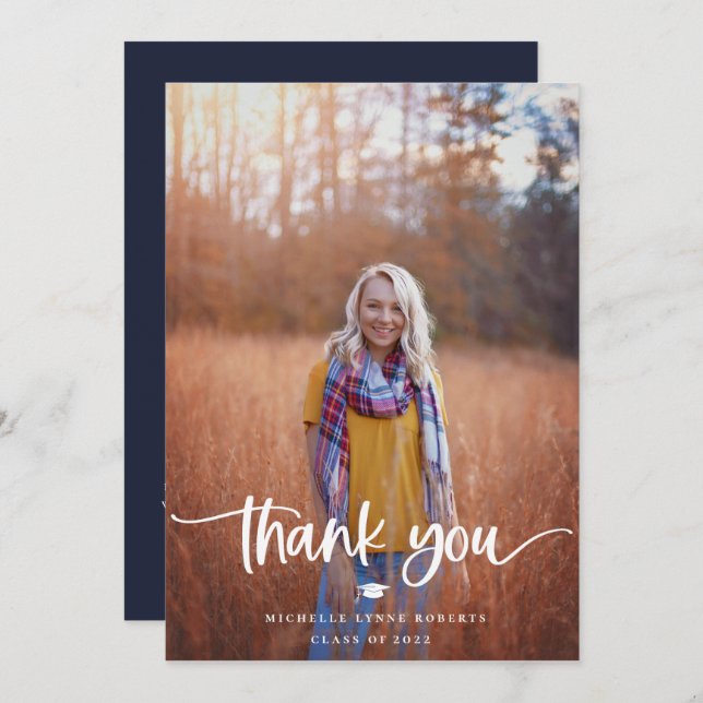 Graduation 2 Photo Thank You Card (Front/Back)