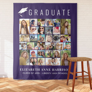 Graduation 30 Photos Purple Photo Booth Backdrop Tapestry