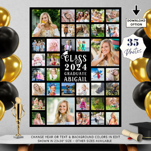 Graduation 35 Photo Collage Class of Year Graduate Poster