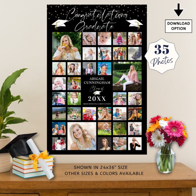 Graduation 35 Photo Collage Script Custom Colour Poster (Creator Uploaded)