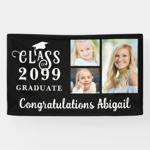 Graduation 3 Photo Class of Year Graduate Name Banner