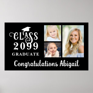 Graduation 3 Photo Class of Year Graduate Name Poster