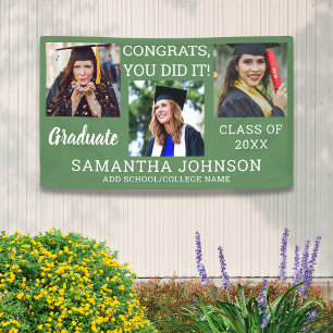 Graduation 3 Photo Congrats Graduate 2026 Sage Banner