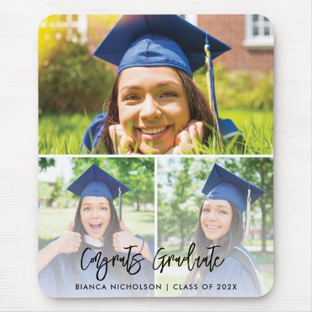 Graduation 3 Photo Custom 2025 Graduate Swag Mouse Mat (Front)