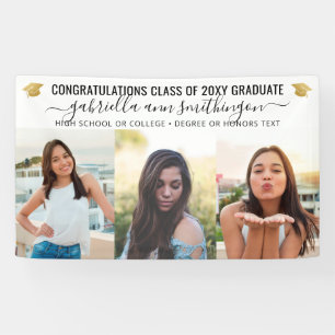 Graduation 3 Photo Elegant Script Banner