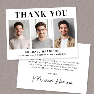 Graduation 3 Photo  Thank You Card