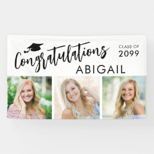 Graduation 3 Photos Congratulations Name Banner