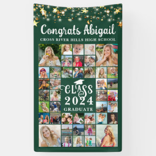 Graduation 42 Photo Collage Green Script Year Banner