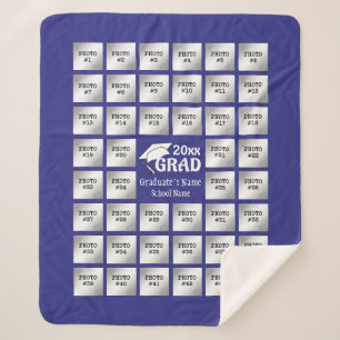 Graduation 44 Photo Collage (Changeable PURPLE) Sherpa Blanket
