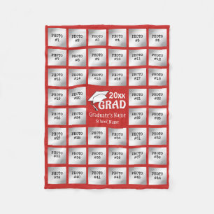 Graduation 44 Photo Collage (Editable RED colour) Fleece Blanket