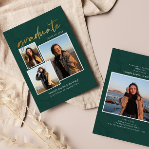 Graduation 4 Photo Collage Script Green Grad 2026 Announcement