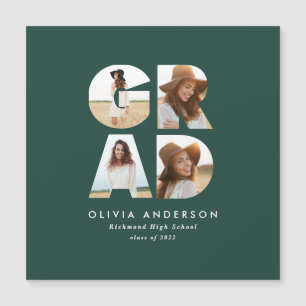 Graduation 4 photo modern announcement green 