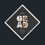 Graduation 4 photo modern personalised black white napkin<br><div class="desc">Graduation 4 photo modern black white personalised unique simple party decor.</div>