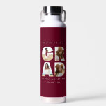 Graduation 4 photo modern personalised burgundy water bottle<br><div class="desc">Graduation 4 photo modern girly burgundy and white personalised water bottle</div>