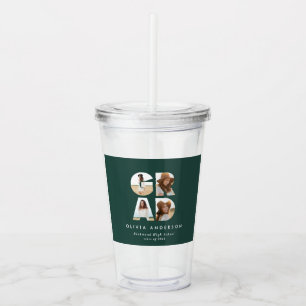 Graduation 4 photo modern personalised green acrylic tumbler