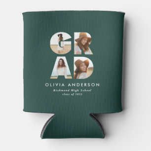 Graduation 4 photo modern personalised green can cooler