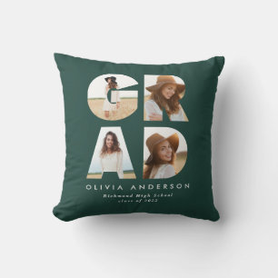 Graduation 4 photo modern personalised green cushion