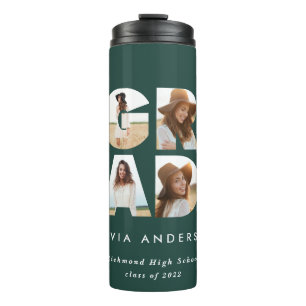 Graduation 4 photo modern personalised green thermal tumbler