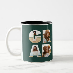 Graduation 4 photo modern personalised green Two-Tone coffee mug