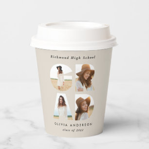 Graduation 4 photo modern personalised natural paper cups