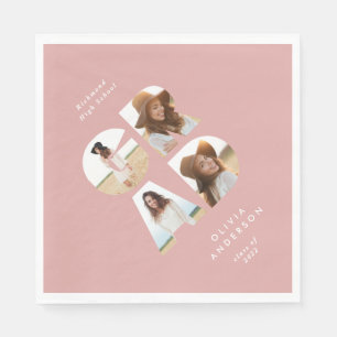 Graduation 4 photo modern personalised pink girly napkin