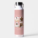 Graduation 4 photo modern personalised pink water bottle<br><div class="desc">Graduation 4 photo modern girly pink and white personalised water bottle</div>