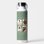 Graduation 4 photo modern personalised sage green water bottle<br><div class="desc">Graduation 4 photo modern girly sage green and white personalised water bottle</div>