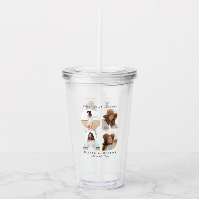 Graduation 4 photo modern personalised simple acrylic tumbler (Front)