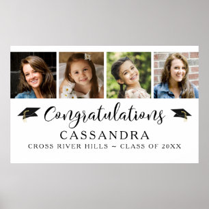 Graduation 4 Photos Congratulations Graduate Name Poster