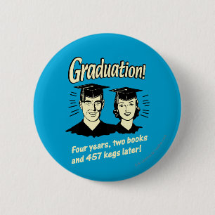 Graduation: 4 Years, 2 Books 6 Cm Round Badge