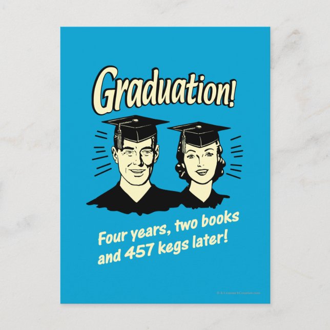 Graduation: 4 Years, 2 Books Announcement Postcard (Front)