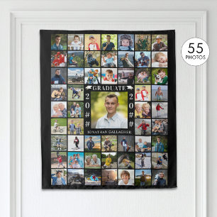 Graduation 55 Photo Collage Custom Colour Backdrop Tapestry