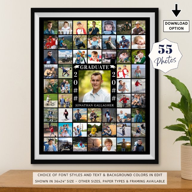 Graduation 55 Photo Collage Personalised Poster (Creator Uploaded)