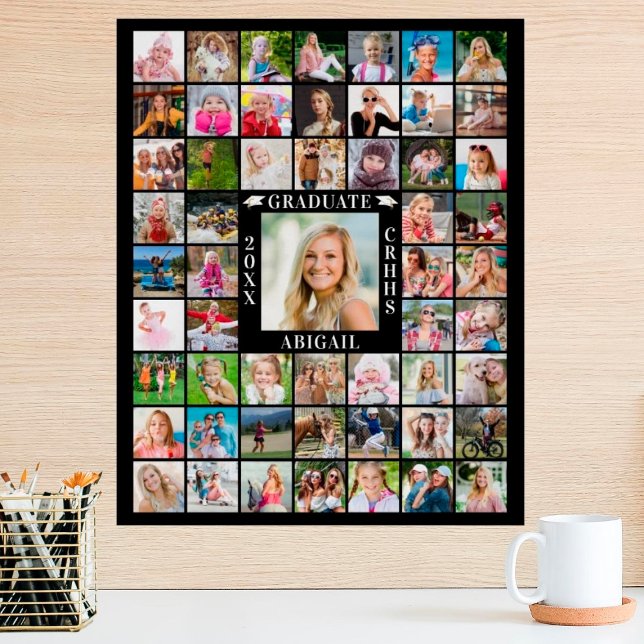 Graduation 55 Photo Collage Personalize Your Color Poster (Creator Uploaded)