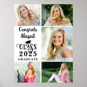Graduation 5 Photo Collage Class Year Typography Poster