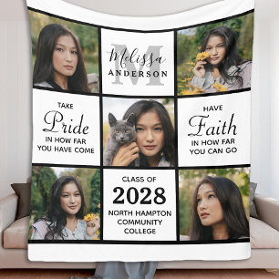Graduation 5 Photo Collage Inspirational Graduate  Fleece Blanket