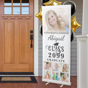 Graduation 7 Photo Collage Class Year Vertical Retractable Banner