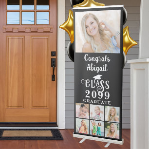 Graduation 7 Photo Collage Fancy Class Year Retractable Banner