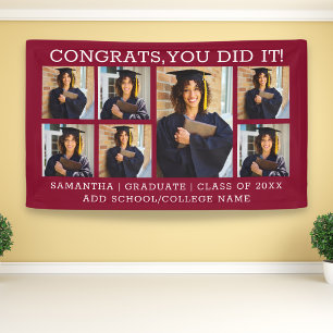 Graduation 7 Photo Congrats Grad 2023  Burgundy Banner