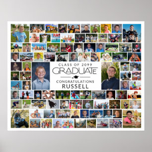 Graduation 94 Photo Collage Memory Display Poster