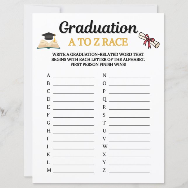 Graduation A To Z Race Game (Front)